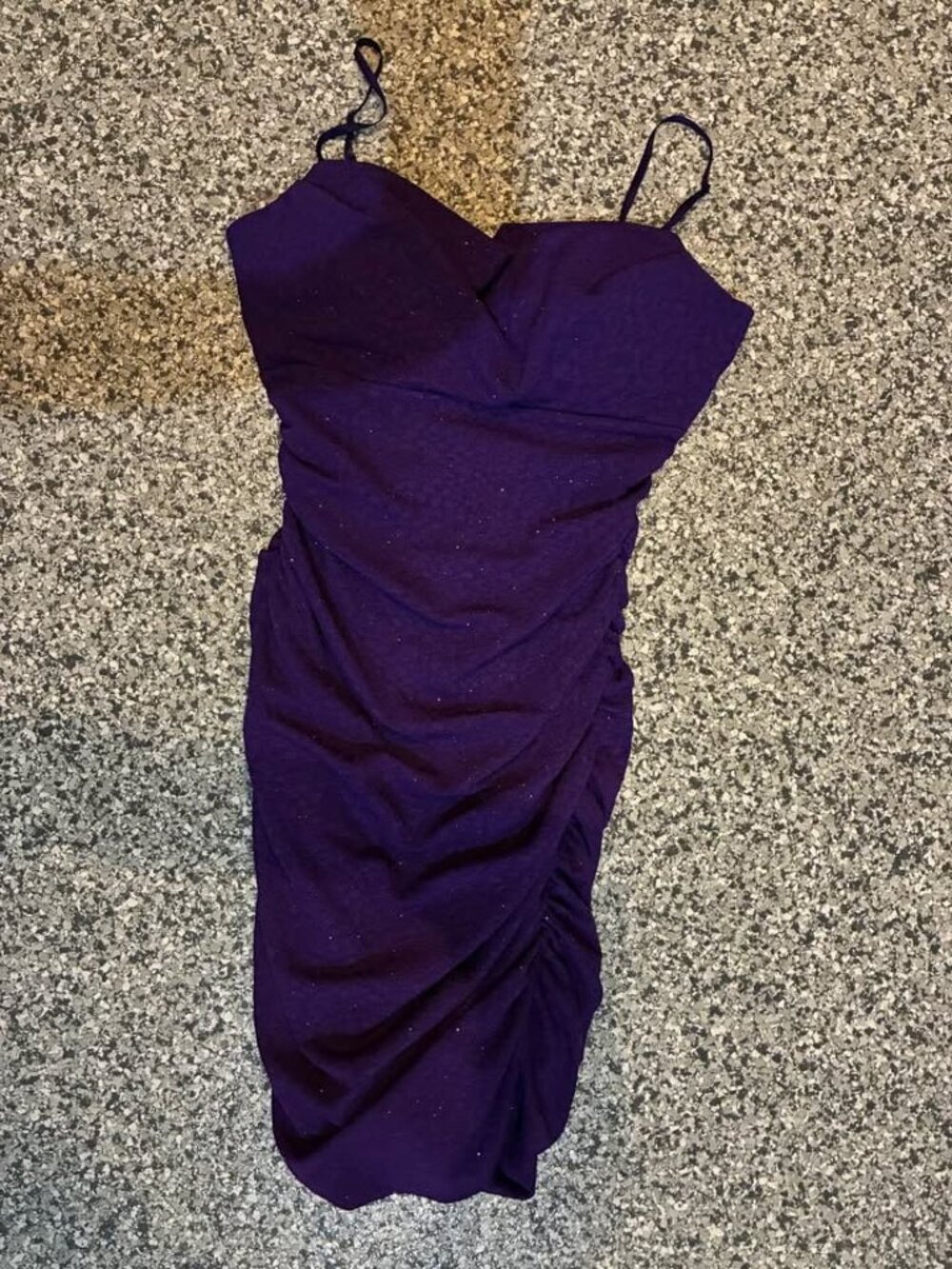 Emerald Sundae Purple Glitter Ruched Bodycon Dress Size S